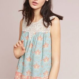 Anthropologie Maeve Laced Eleanor Floral Tank Top